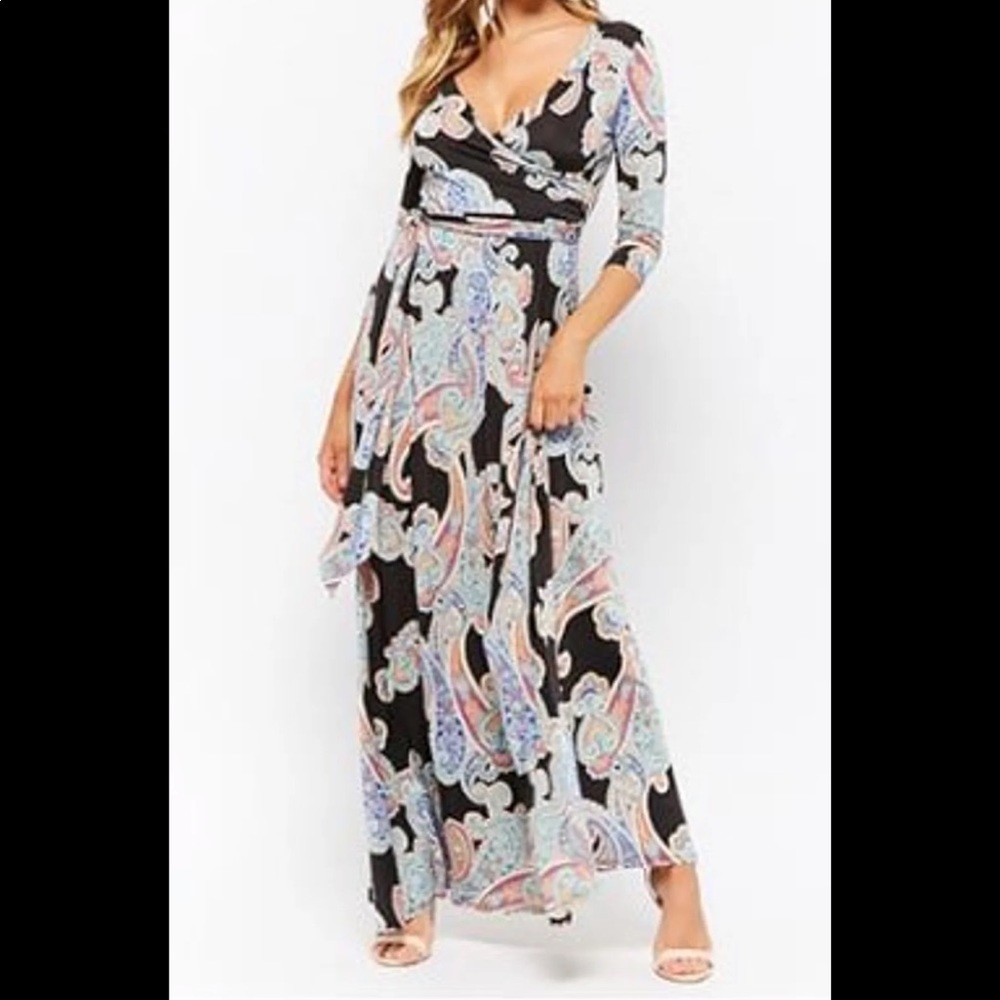Forever 21 Paisley Wrap Maxi Dress S
